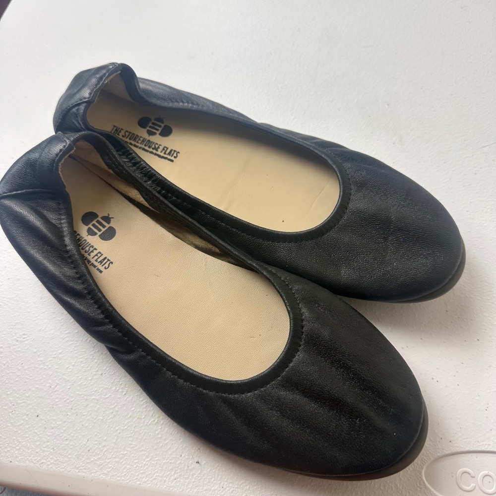The Storehouse Flats Ballet Shoe Womens 8 Black Leather Slip On Comfort Everyday